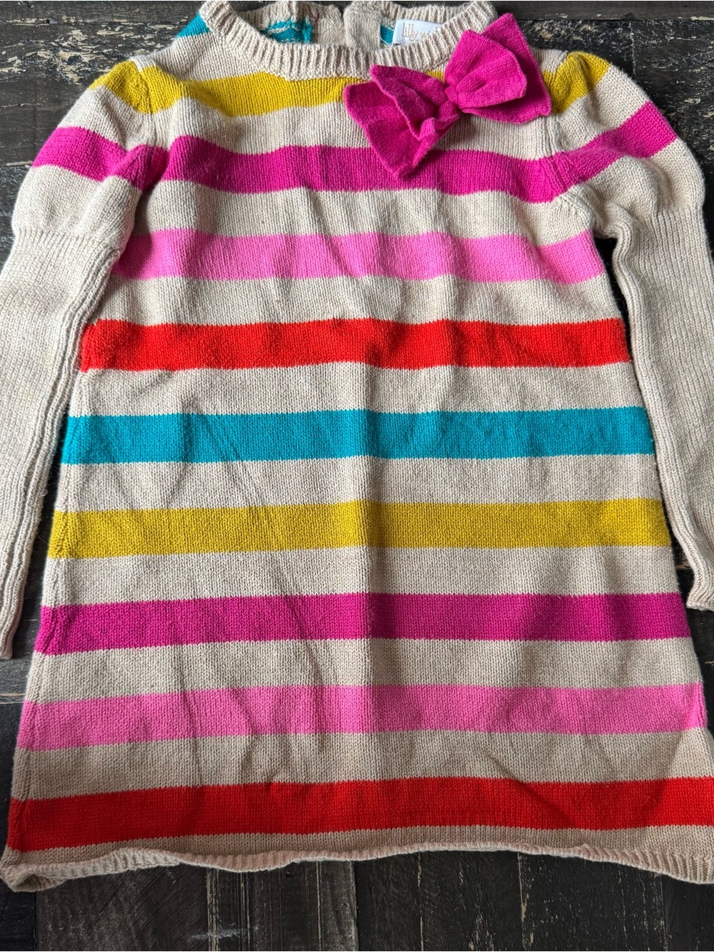 Striped Bow Accent Baby sweater dress